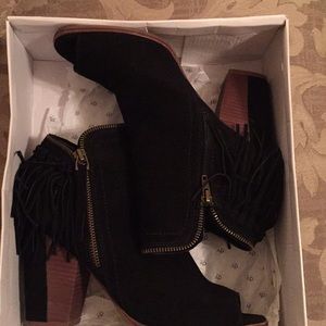 Black Fringe Ankle Boots